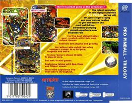 Box back cover for Pro Pinball: Trilogy on the Sega Dreamcast.