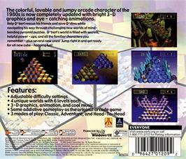Box back cover for Q-bert on the Sega Dreamcast.