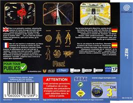 Box back cover for Rez on the Sega Dreamcast.