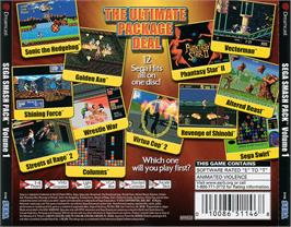 Box back cover for Sega Smash Pack: Volume 1 on the Sega Dreamcast.