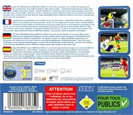 Box back cover for Sega Worldwide Soccer 2000 - Euro Edition on the Sega Dreamcast.