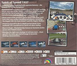 Box back cover for Spirit of Speed 1937 on the Sega Dreamcast.