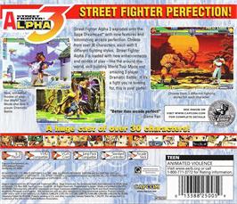 Box back cover for Street Fighter Alpha 3 on the Sega Dreamcast.