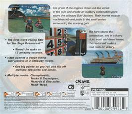Box back cover for Surf Rocket Racers on the Sega Dreamcast.