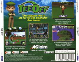 Box back cover for Tee Off on the Sega Dreamcast.
