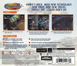 Box back cover for Tony Hawk's Pro Skater 2 on the Sega Dreamcast.