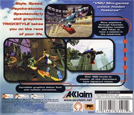 Box back cover for TrickStyle on the Sega Dreamcast.