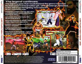 Box back cover for Virtua Fighter 3 on the Sega Dreamcast.