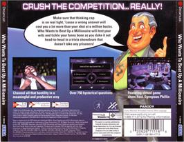 Box back cover for Who Wants To Beat Up A Millionaire? on the Sega Dreamcast.