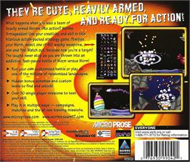 Box back cover for Worms Armageddon on the Sega Dreamcast.