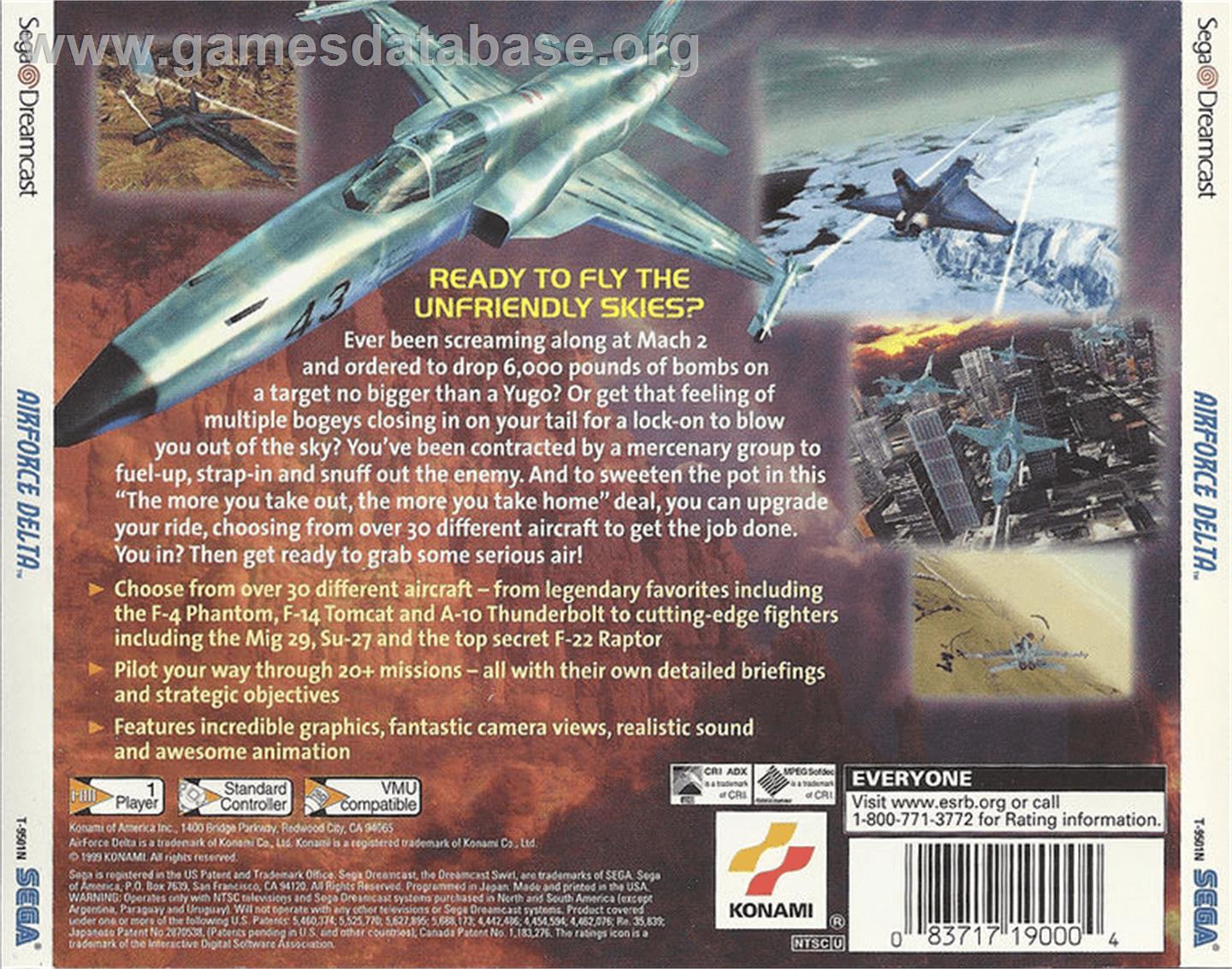Airforce Delta - Sega Dreamcast - Artwork - Box Back