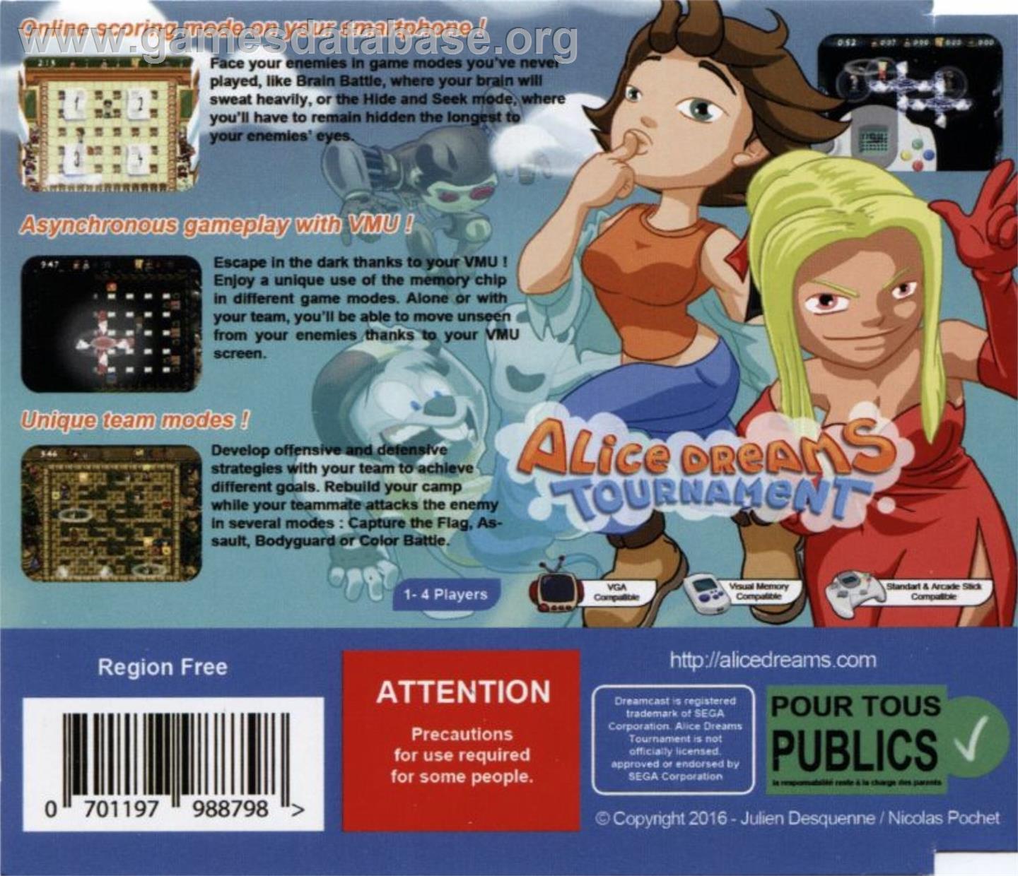 Alice Dreams Tournament - Sega Dreamcast - Artwork - Box Back