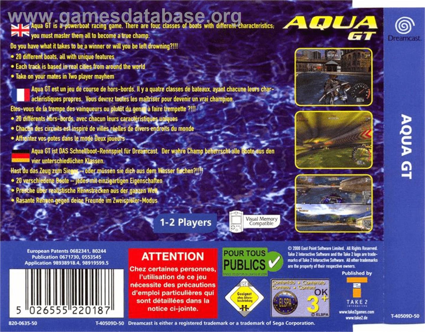 Aqua GT - Sega Dreamcast - Artwork - Box Back