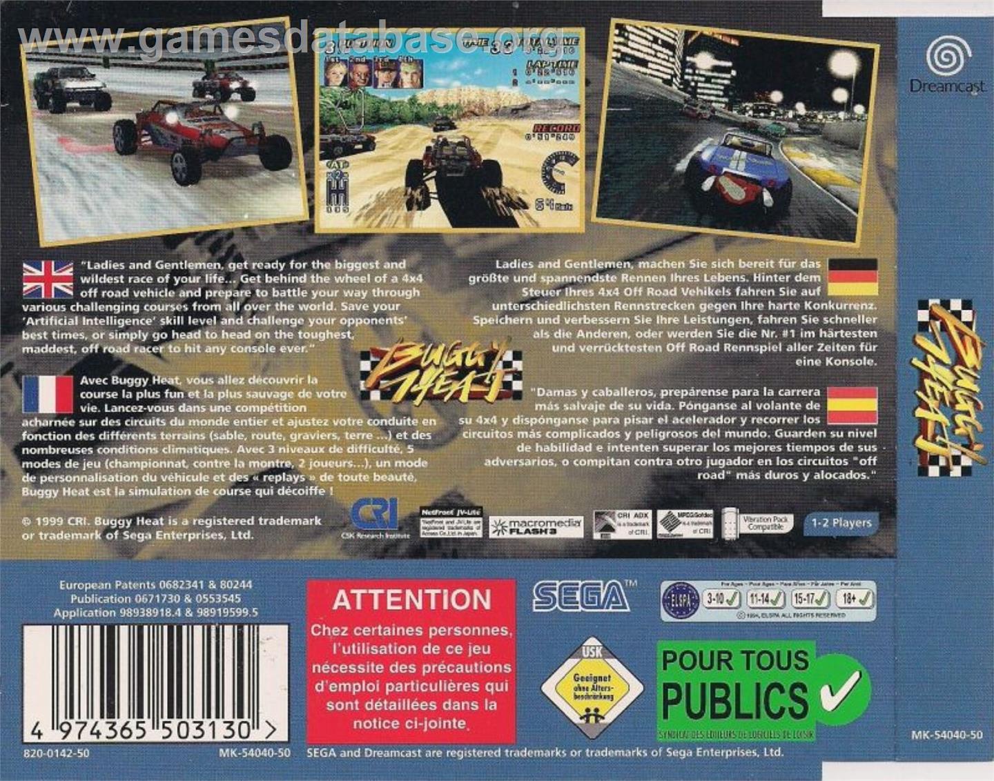 Buggy Heat - Sega Dreamcast - Artwork - Box Back