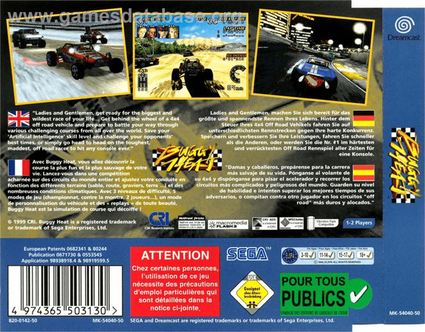 Buggy Heat - Sega Dreamcast - Artwork - Box Back