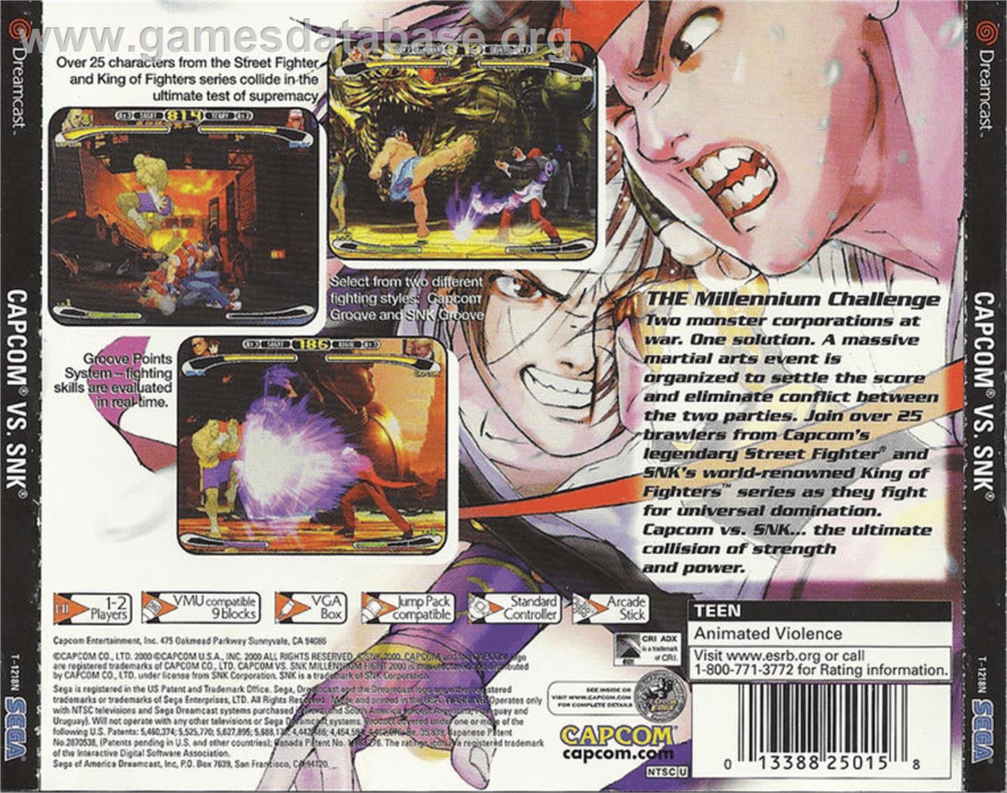 Capcom vs. SNK Millennium Fight 2000 - Sega Dreamcast - Artwork - Box Back