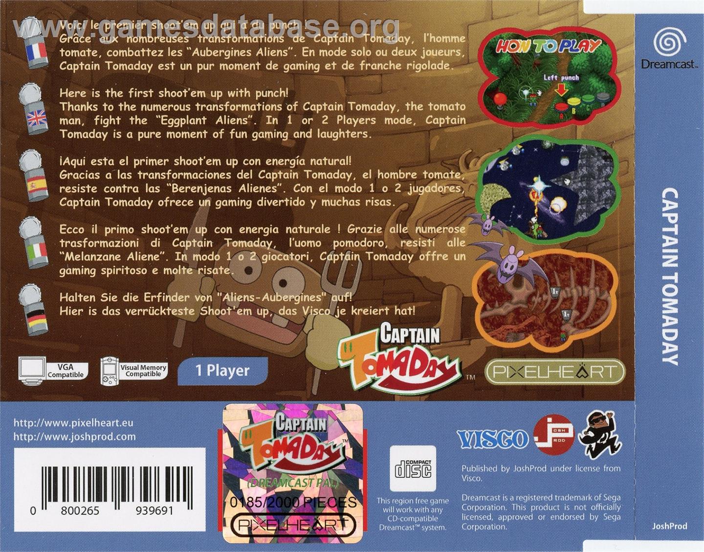 Captain Tomaday - Sega Dreamcast - Artwork - Box Back