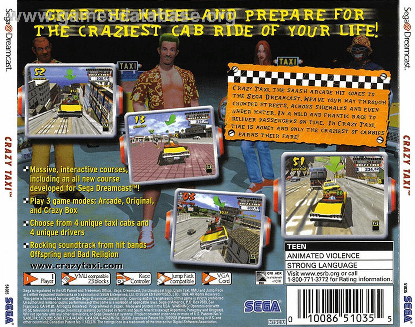 Crazy Taxi - Sega Dreamcast - Artwork - Box Back