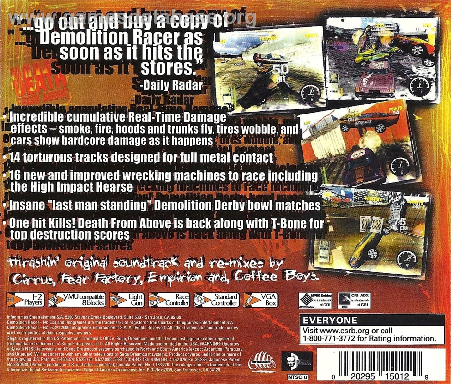 Demolition Racer - No Exit - Sega Dreamcast - Artwork - Box Back