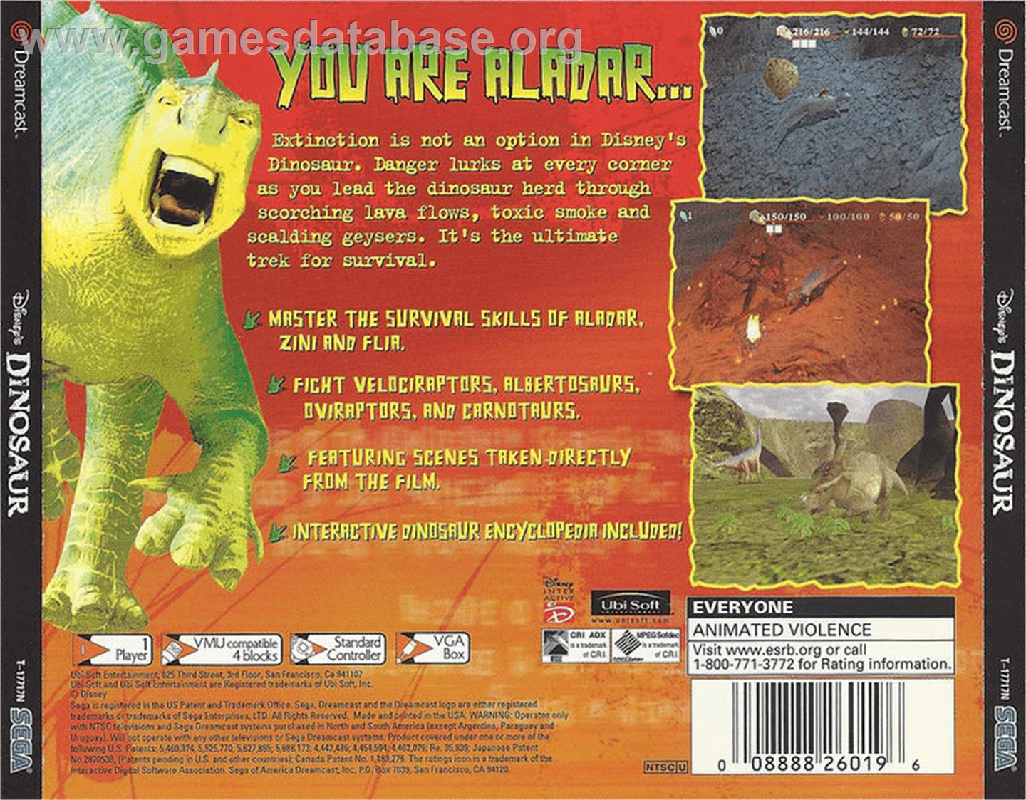Dinosaur - Sega Dreamcast - Artwork - Box Back