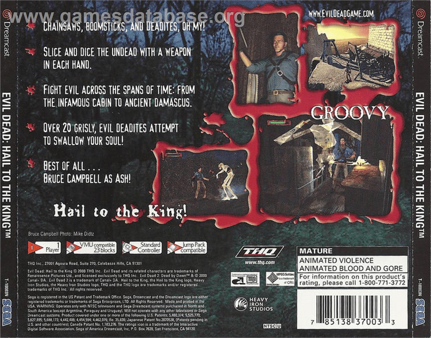 Evil Dead: Hail to the King - Sega Dreamcast - Artwork - Box Back