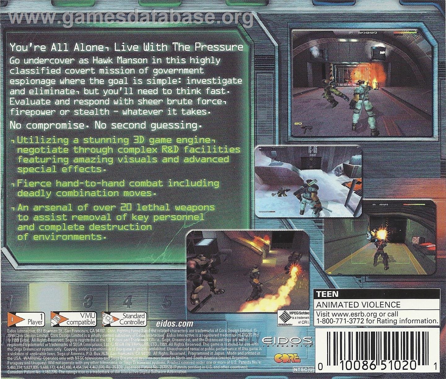Fighting Force 2 - Sega Dreamcast - Artwork - Box Back