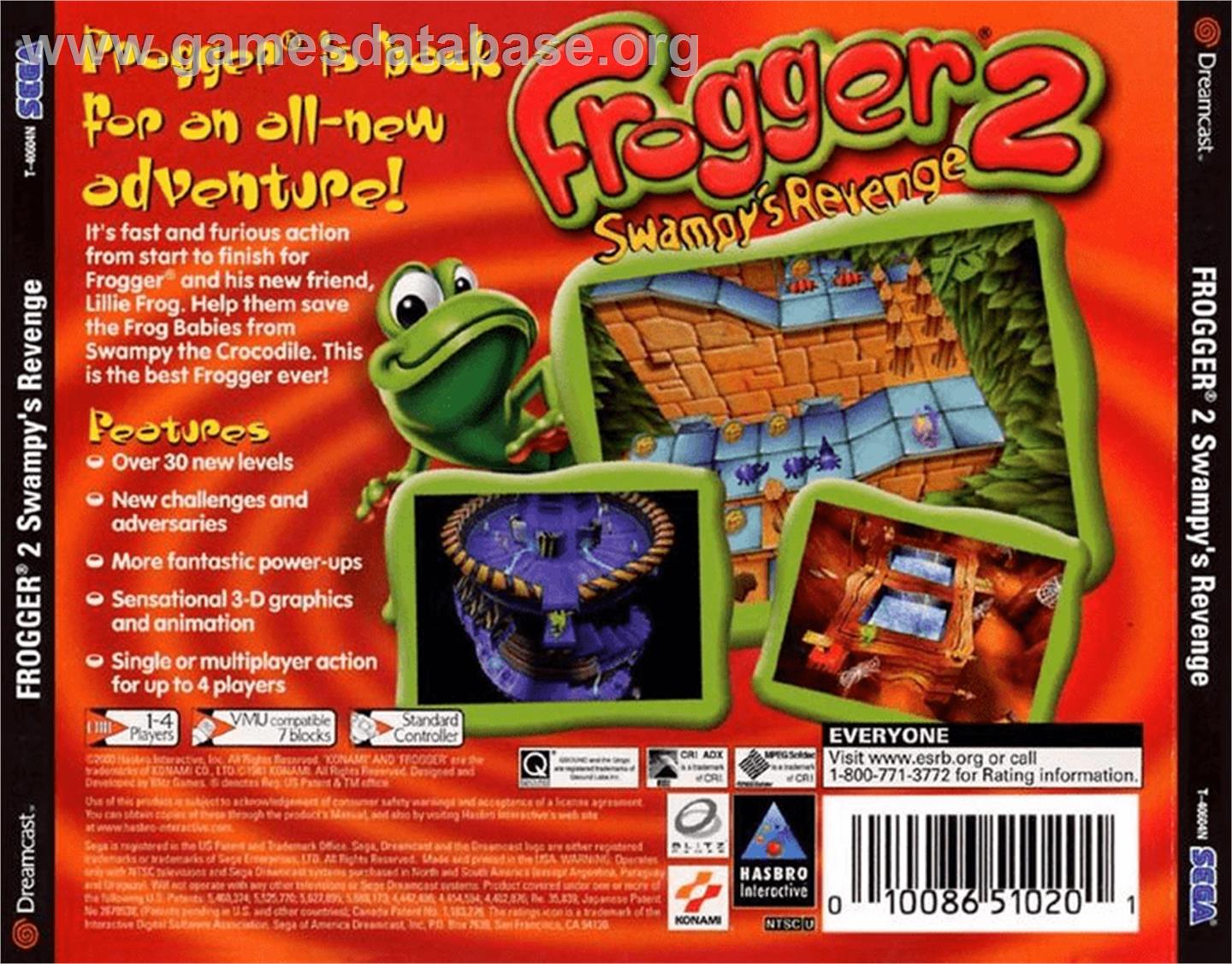 Frogger 2: Swampy's Revenge - Sega Dreamcast - Artwork - Box Back