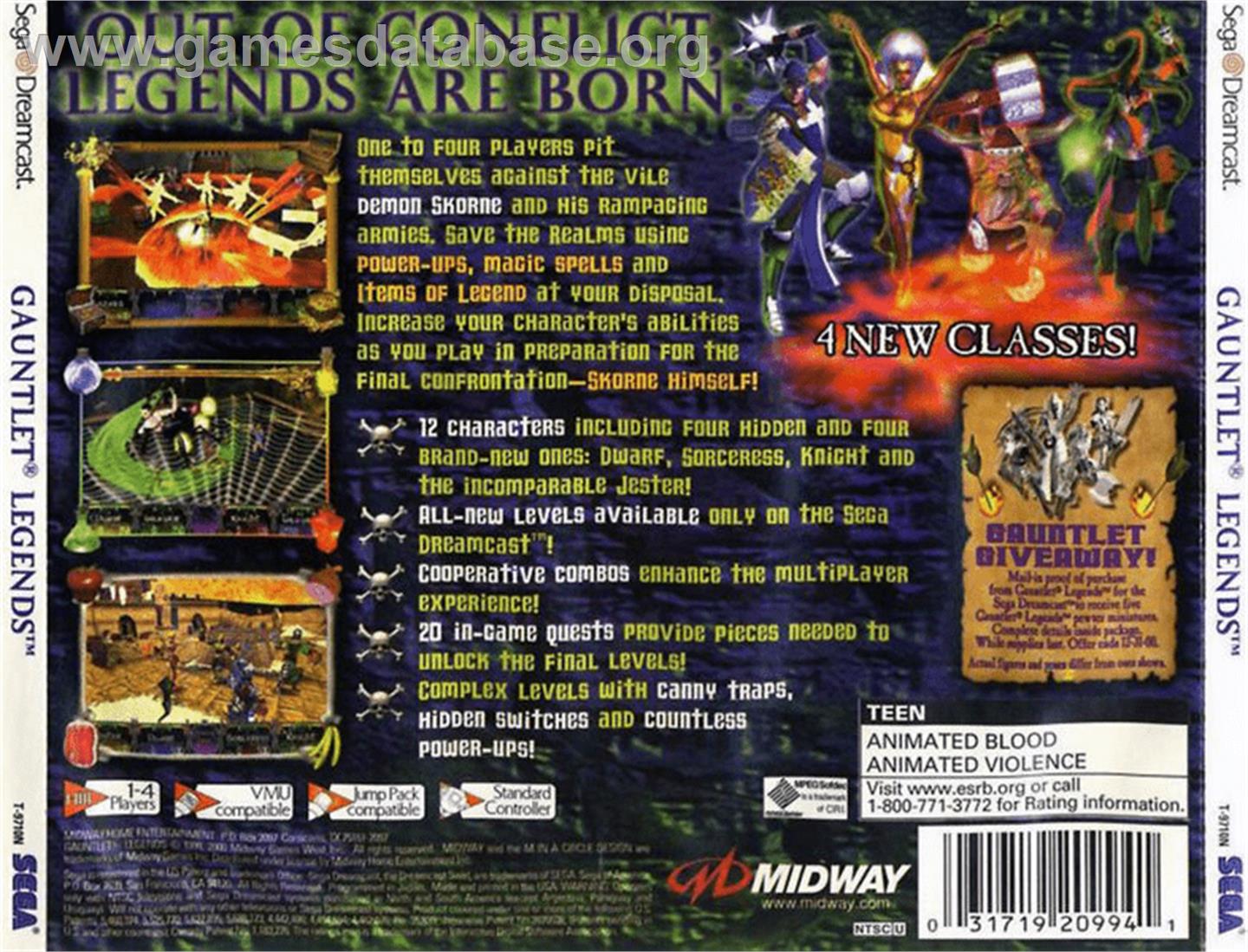 Gauntlet Legends - Sega Dreamcast - Artwork - Box Back