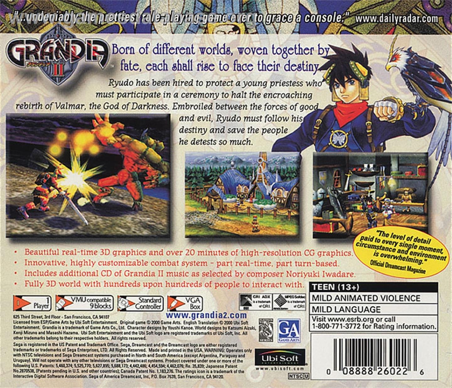 Grandia 2 - Sega Dreamcast - Artwork - Box Back