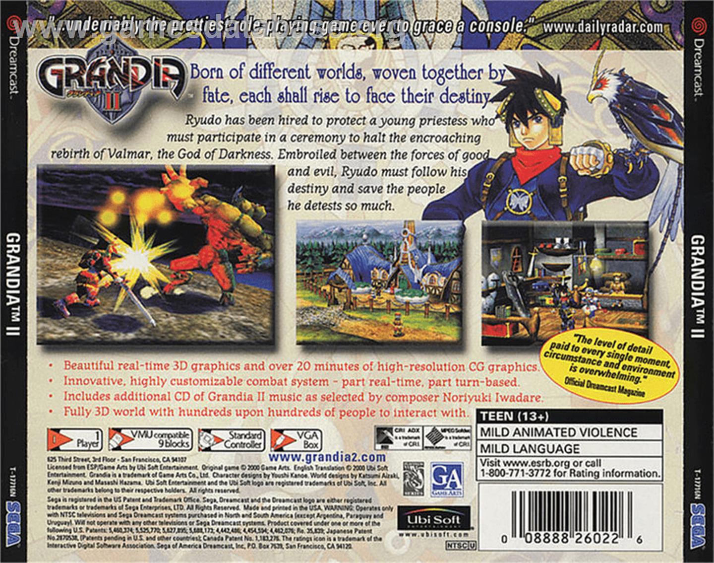 Grandia 2 - Sega Dreamcast - Artwork - Box Back