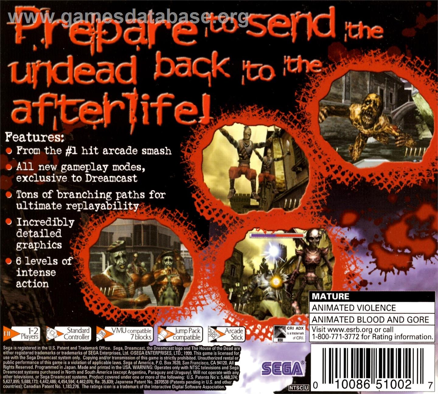 House of the Dead 2, The - Sega Dreamcast - Artwork - Box Back