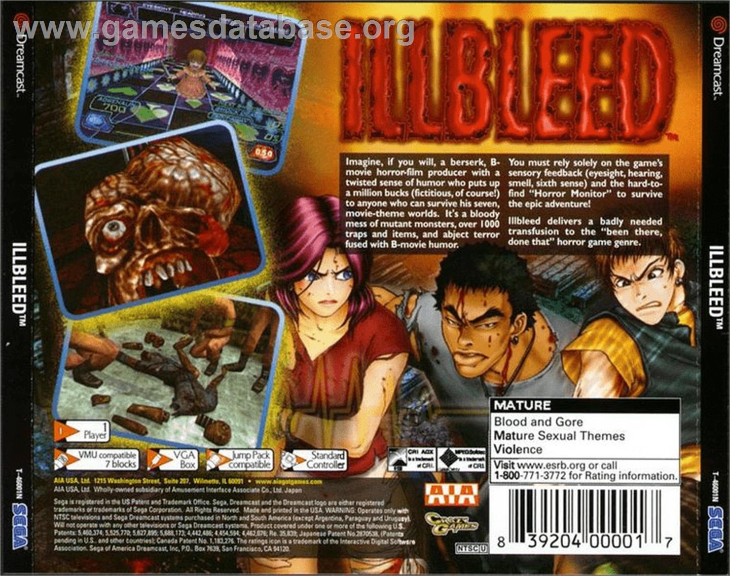 Illbleed - Sega Dreamcast - Artwork - Box Back