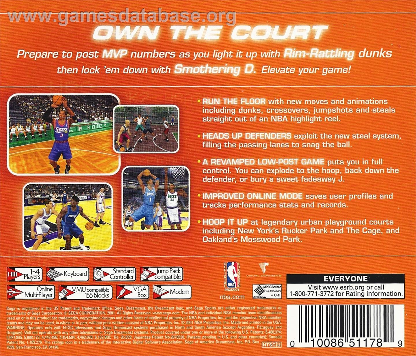 NBA 2K2 - Sega Dreamcast - Artwork - Box Back