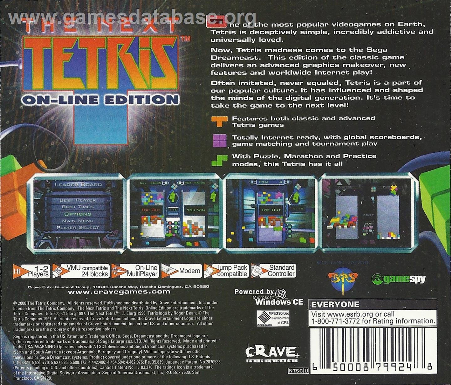 Next Tetris, The - Sega Dreamcast - Artwork - Box Back