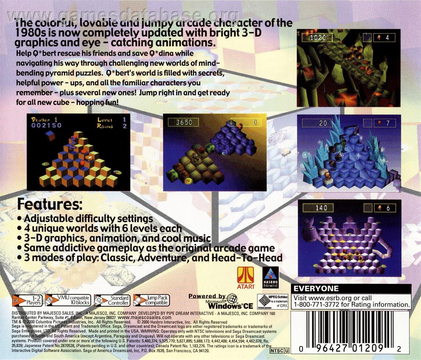 Q-bert - Sega Dreamcast - Artwork - Box Back