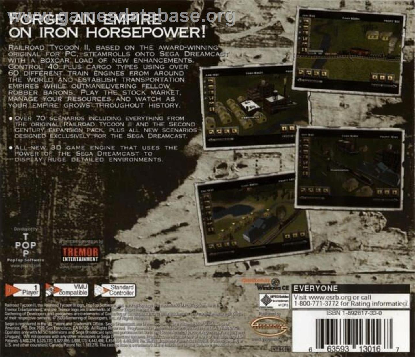 Railroad Tycoon 2 - Sega Dreamcast - Artwork - Box Back