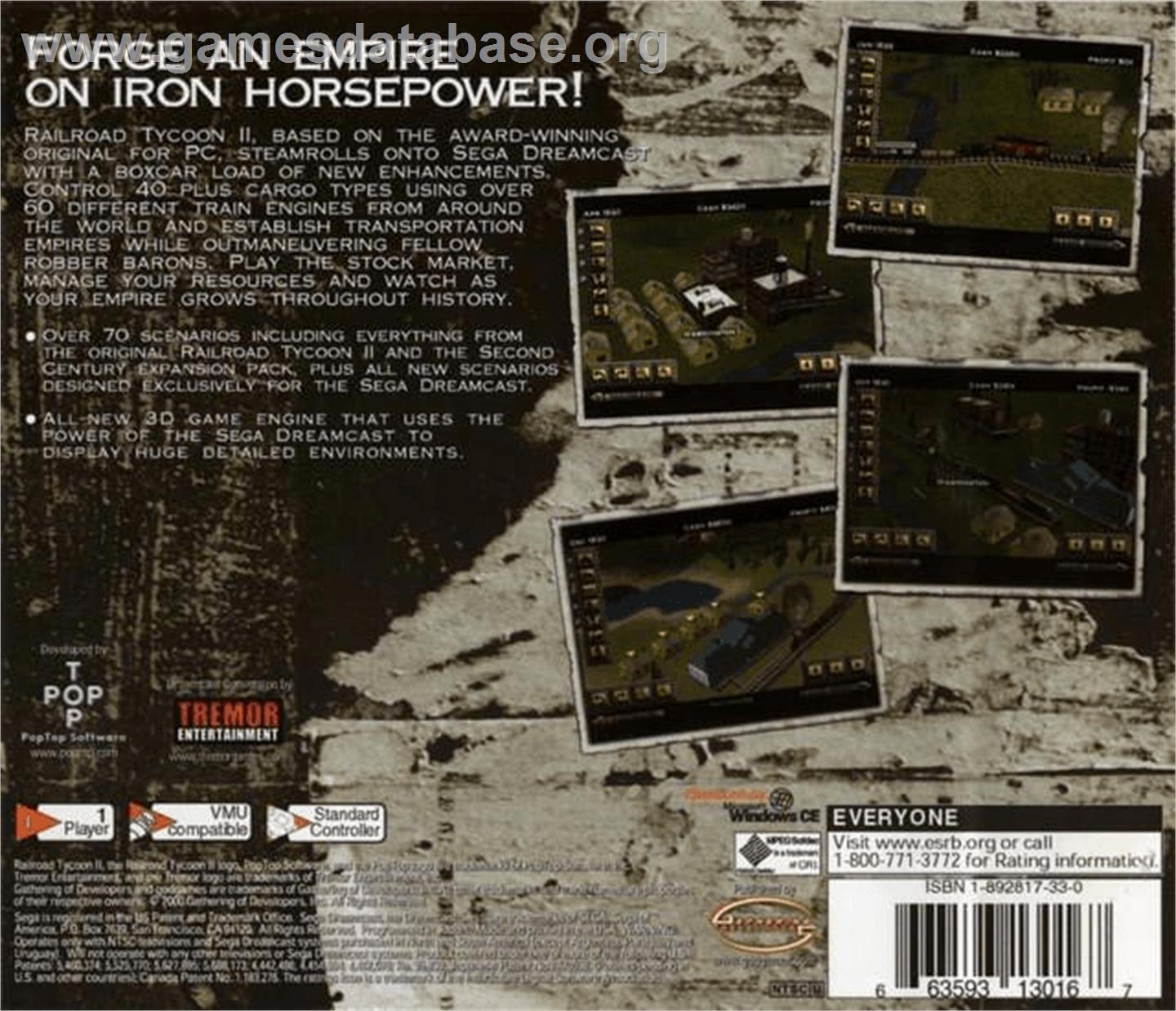 Railroad Tycoon II (Gold Edition) - Sega Dreamcast - Artwork - Box Back