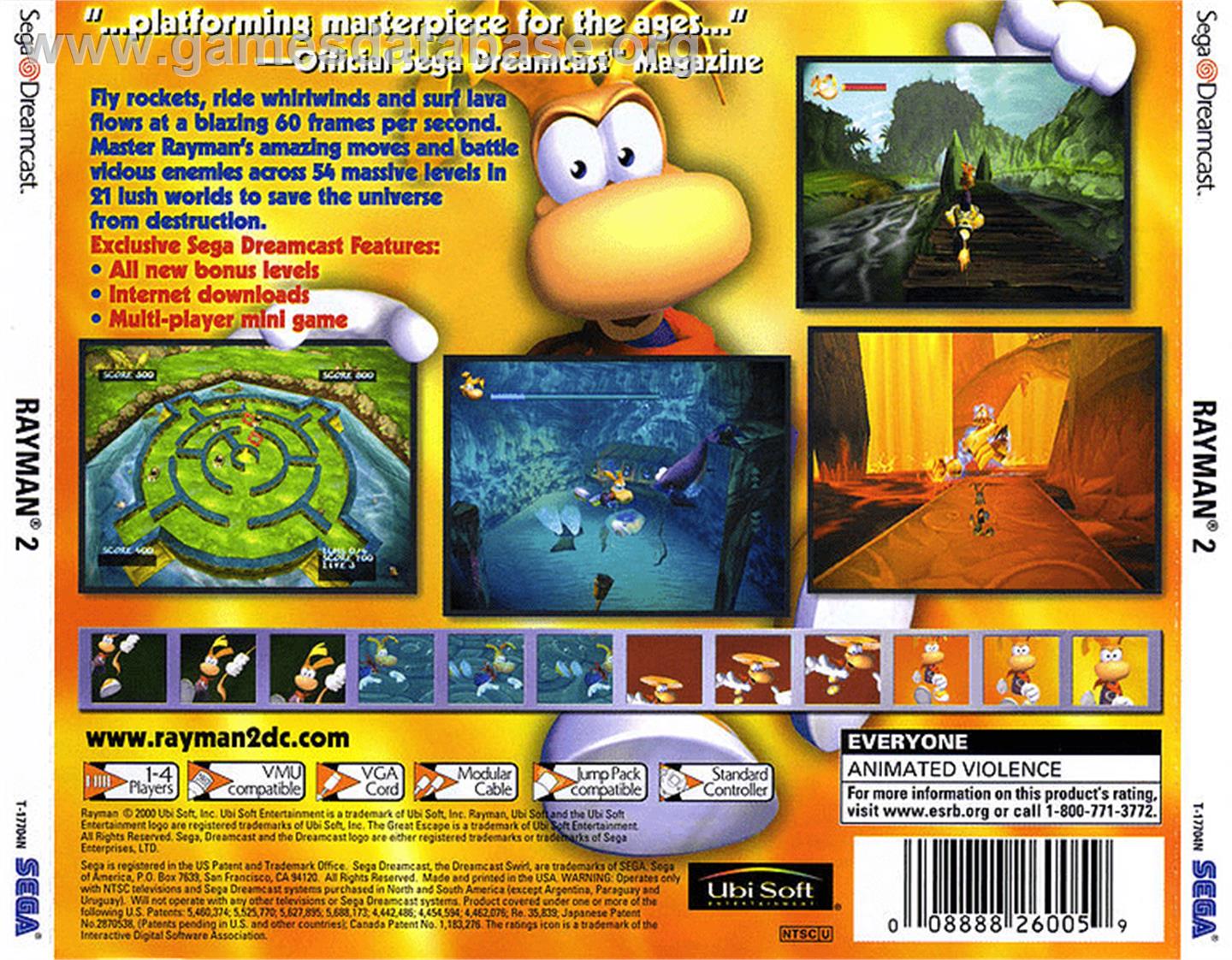 Rayman 2: The Great Escape - Sega Dreamcast - Artwork - Box Back