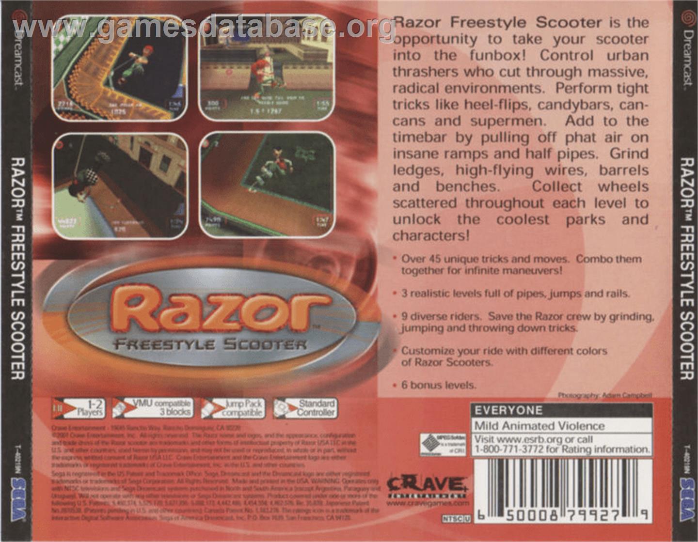 Razor Freestyle Scooter - Sega Dreamcast - Artwork - Box Back