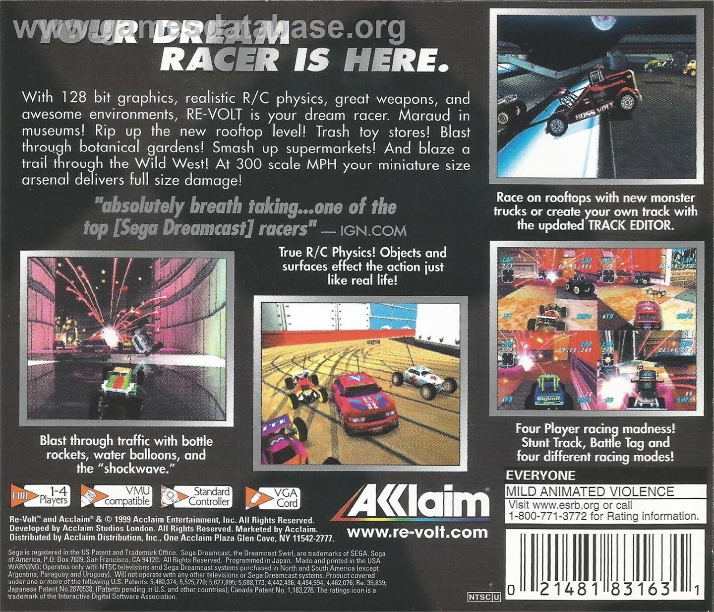 Re-Volt - Sega Dreamcast - Artwork - Box Back
