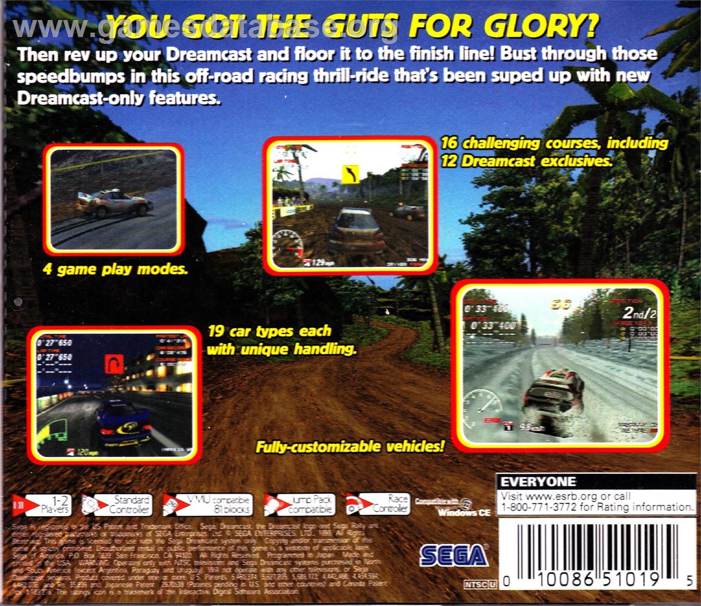 Sega Rally 2 - Sega Dreamcast - Artwork - Box Back