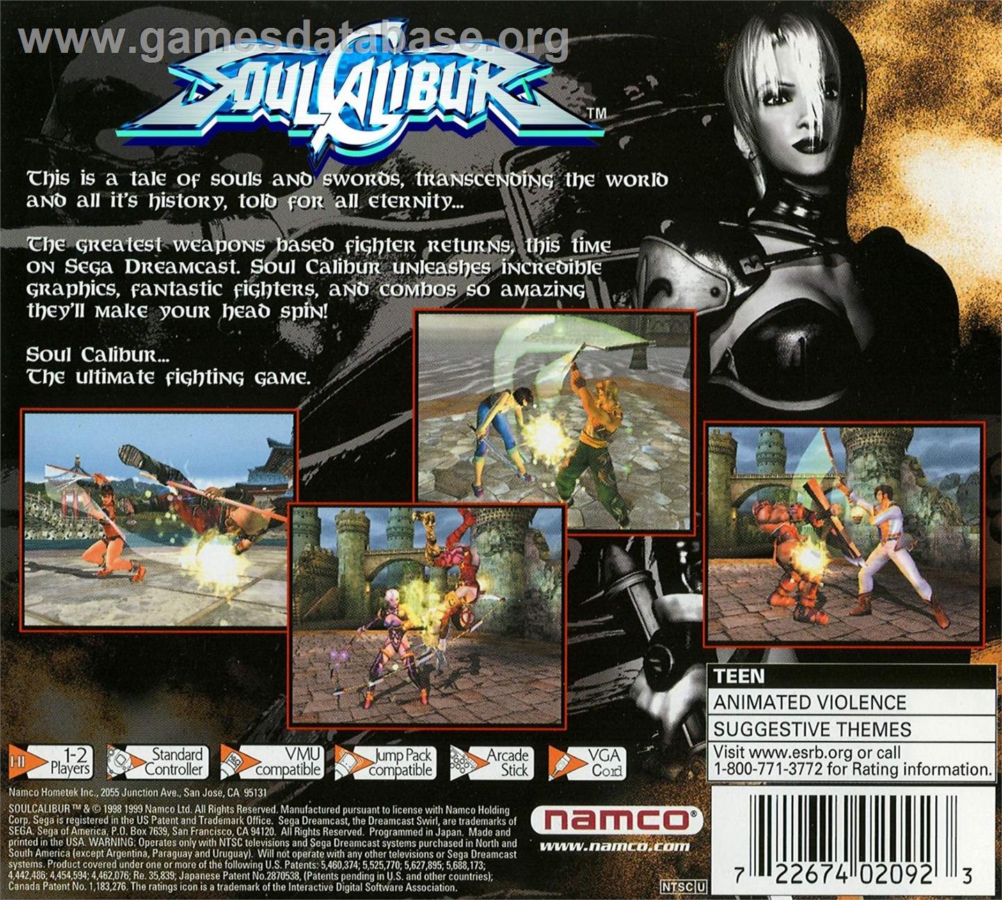 SoulCalibur - Sega Dreamcast - Artwork - Box Back