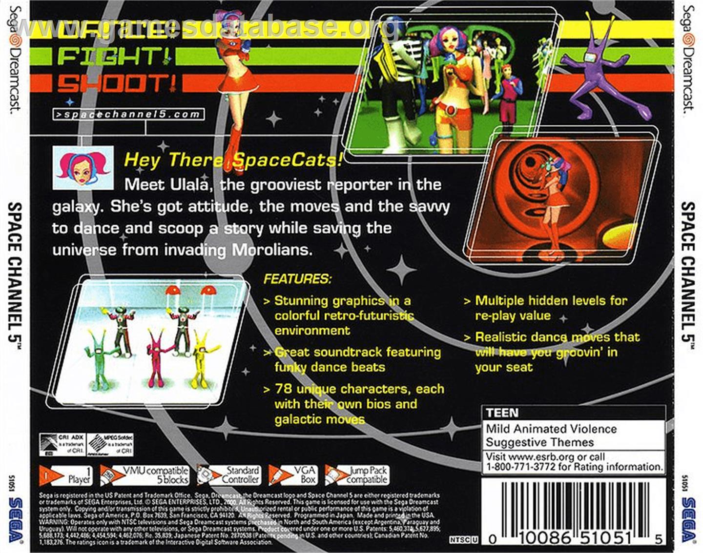 Space Channel 5 - Sega Dreamcast - Artwork - Box Back