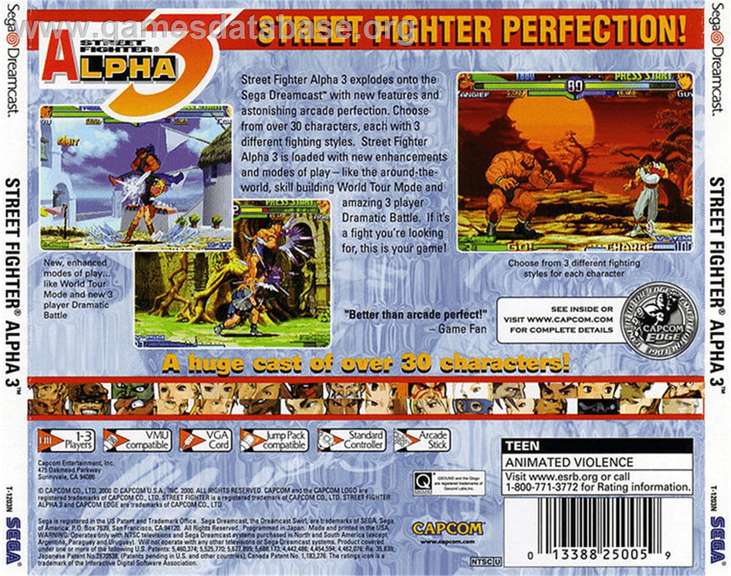 Street Fighter Alpha 3 - Sega Dreamcast - Artwork - Box Back