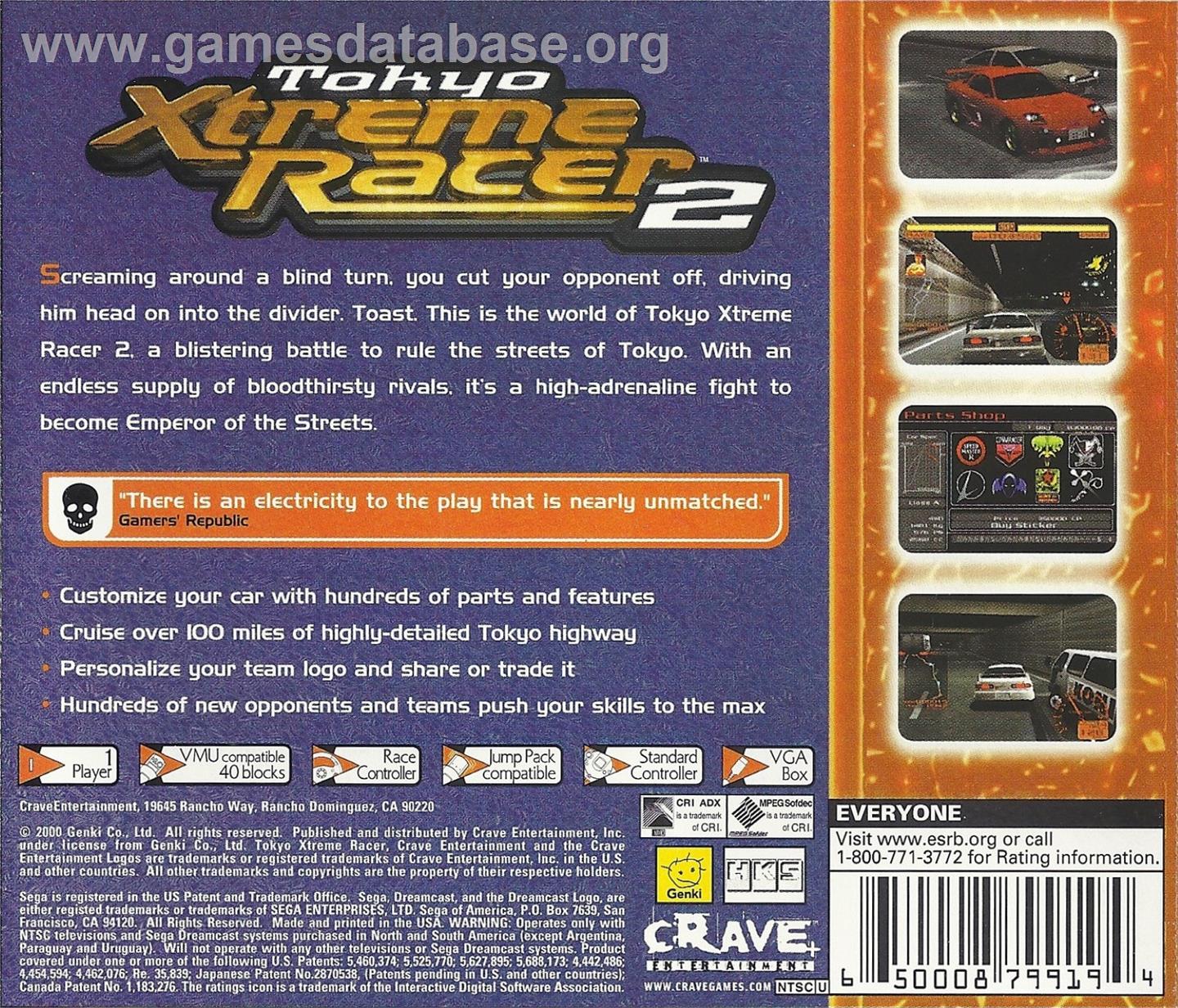 Tokyo Highway Challenge 2 - Sega Dreamcast - Artwork - Box Back
