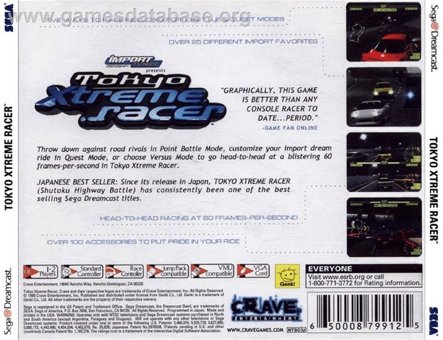 Tokyo Xtreme Racer - Sega Dreamcast - Artwork - Box Back