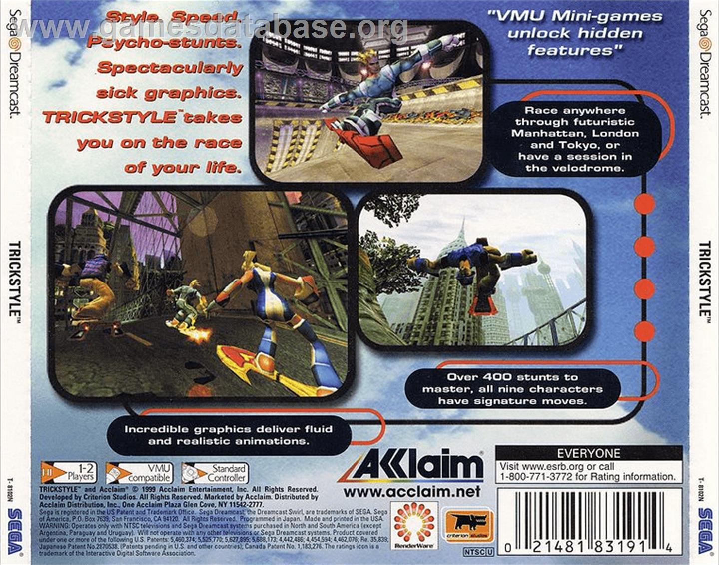 Trickstyle - Sega Dreamcast - Artwork - Box Back