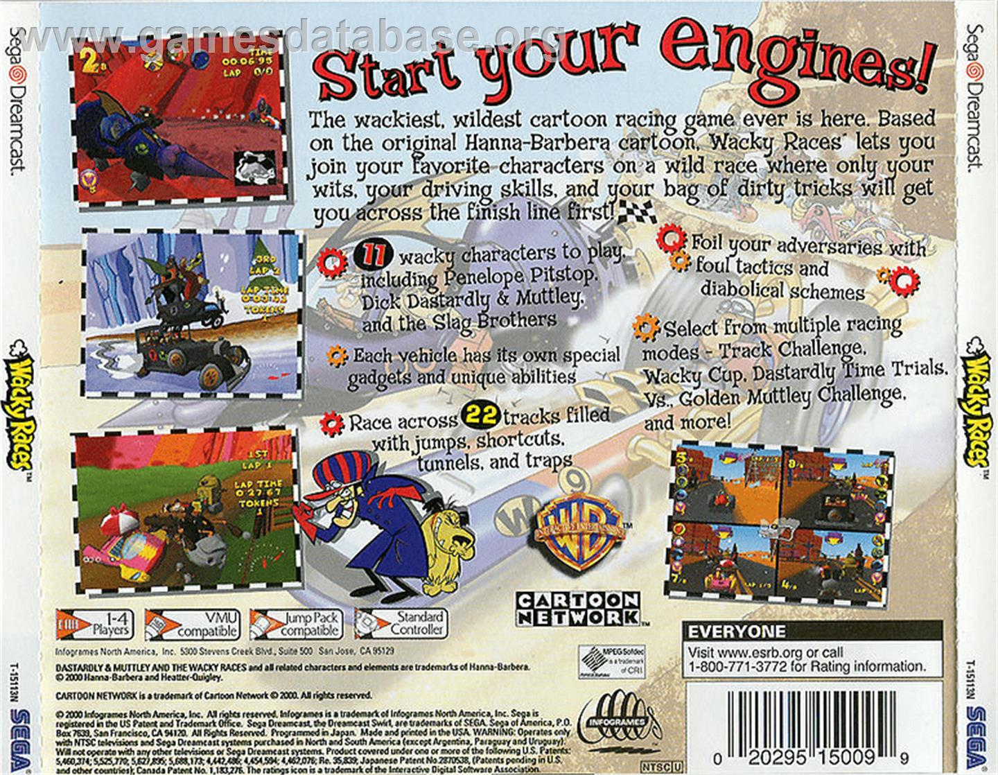 Wacky Races - Sega Dreamcast - Artwork - Box Back