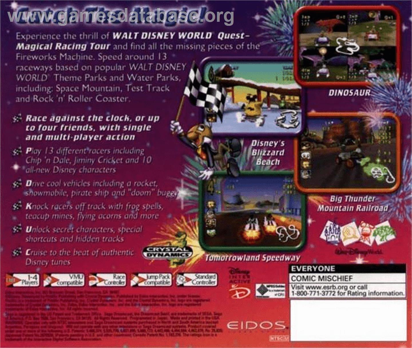 Walt Disney World Quest: Magical Racing Tour - Sega Dreamcast - Artwork - Box Back