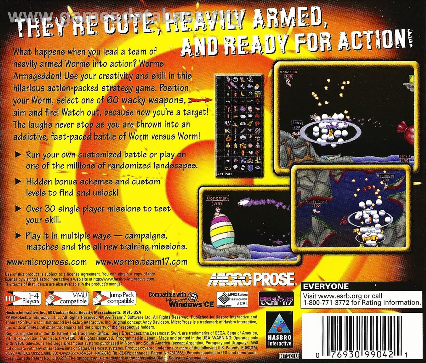 Worms Armageddon - Sega Dreamcast - Artwork - Box Back